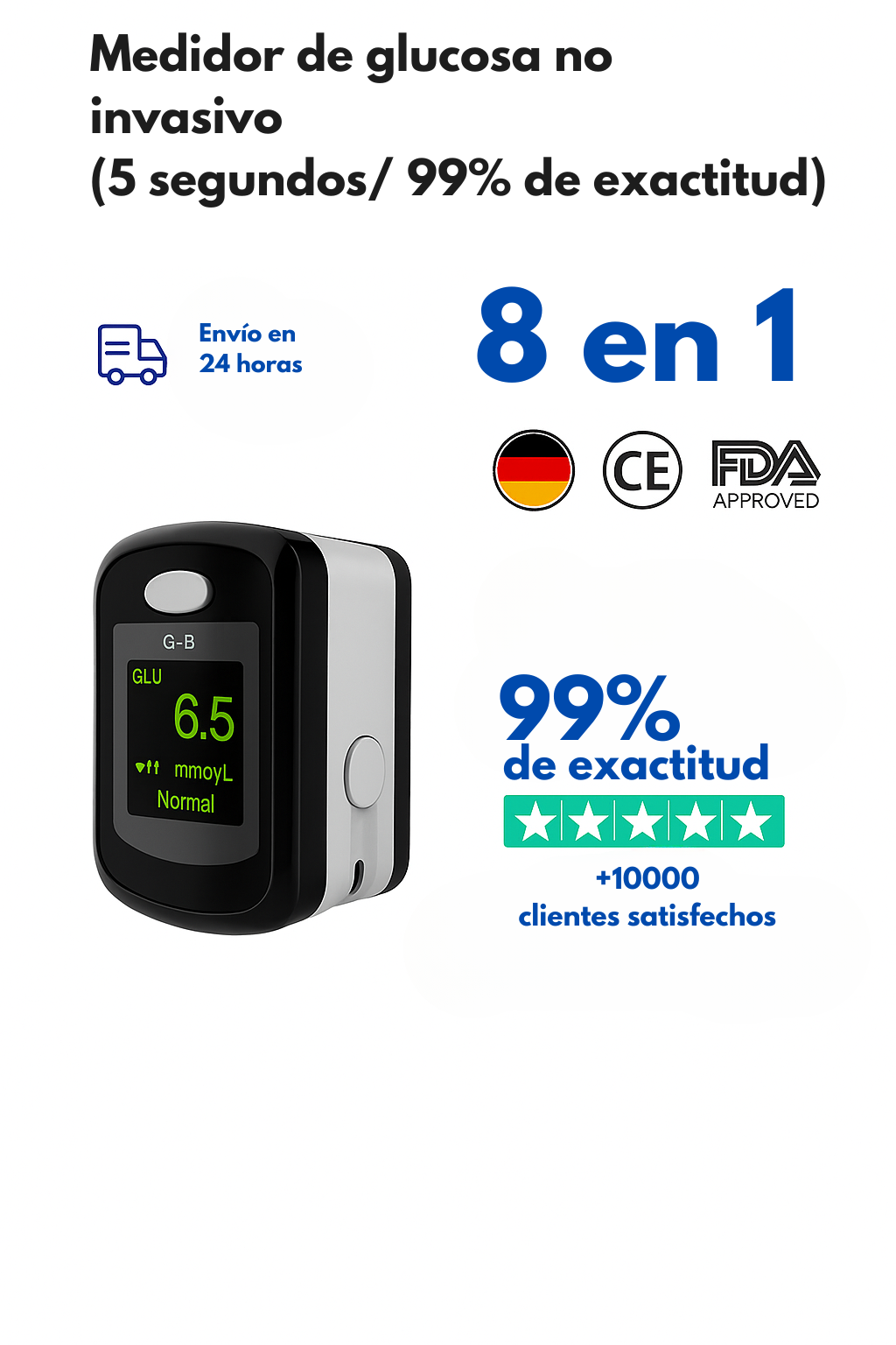 Monitor glucosa sin pinchazos GlucoSmart